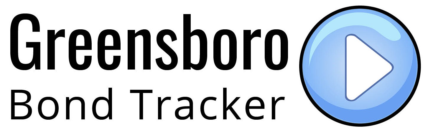 Button arrow next to Text: Greensboro Bond Tracker 